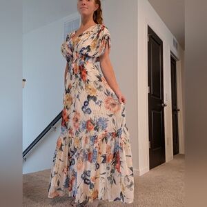 Floral Pleated Maxi Dress